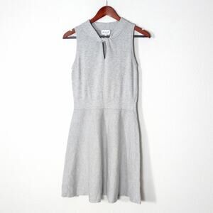 Milly Women’s Dress Small Minimalist Capsule Fit Flare Knit Gray Keyhole Neck